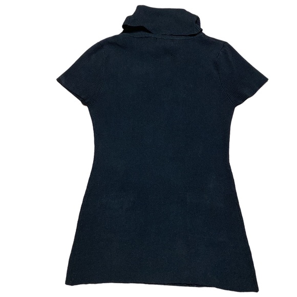 Y2K Say What Cowl Neck Black Ribbed Short Sleeve Sweater Studded Size P L - Picture 2 of 12